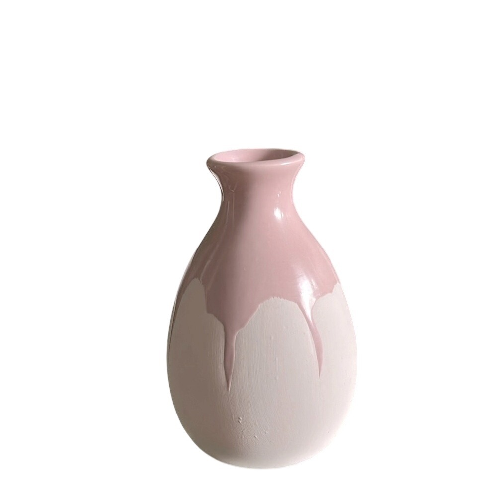 Isaac‎ Mizrahi XO Sienna Pink Drip Glaze Vase Eclectic Dopamine Decor